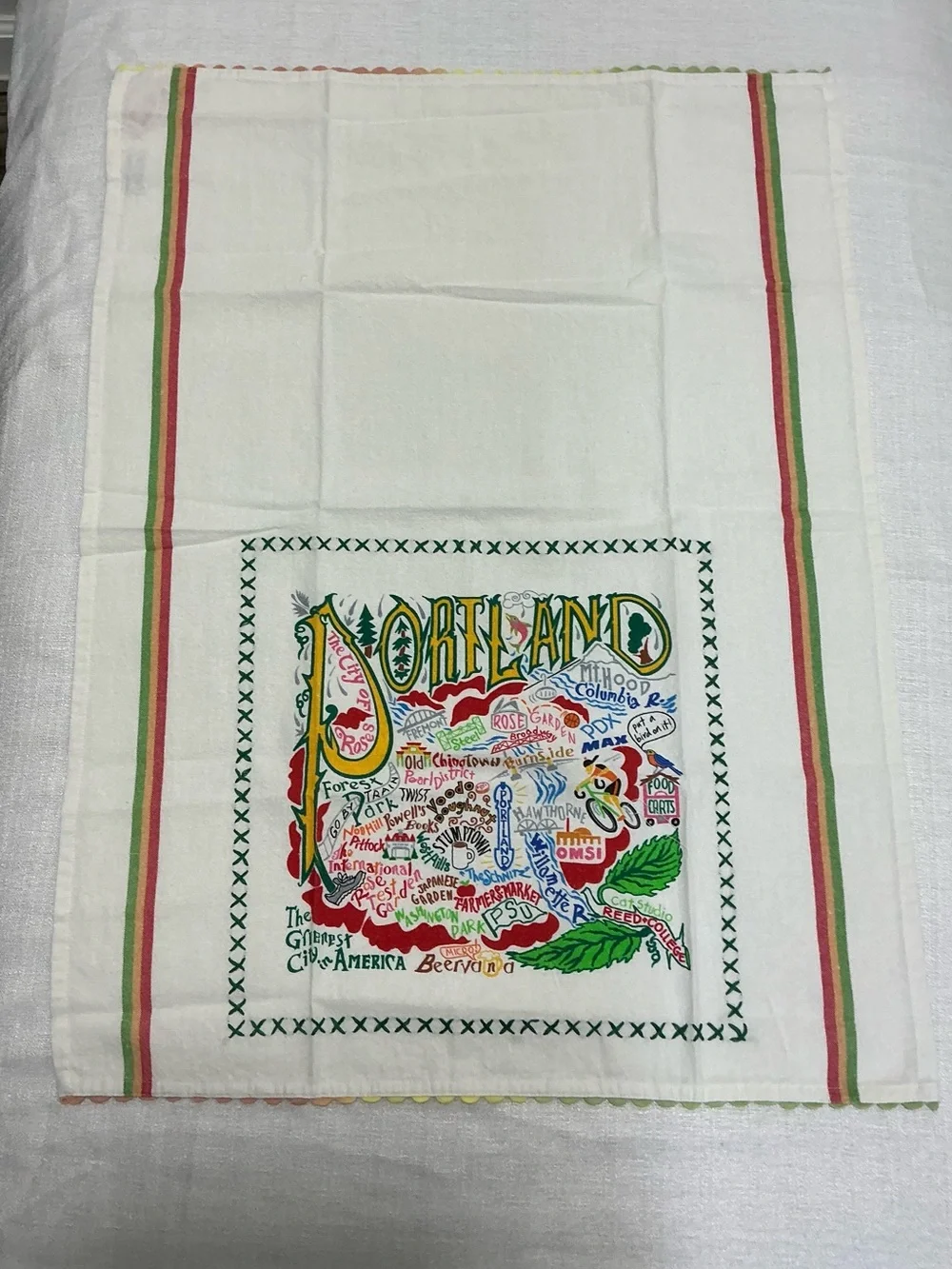 Catstudio Portland Oregon Dish Towel NWT geography Collection Gift Pouch Cotton